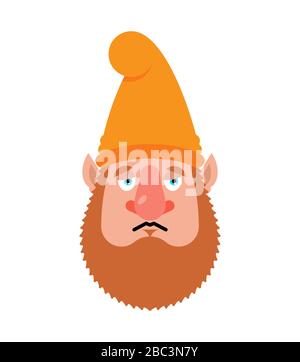 Giardino gnome triste emoji. Nano dolore emozioni. Noioso. Illustrazione del vettore Illustrazione Vettoriale