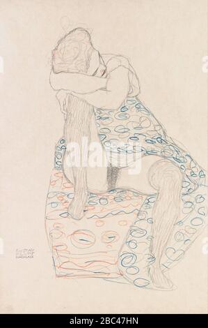 Gustav Klimt - Figura seduta con gonna raccolta Foto Stock