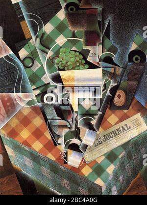 Still Life con tovaglia controllata Juan Gris 1915. Foto Stock