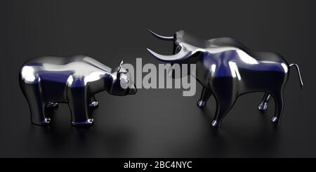 Bull and Bear - mercato/finanza/concetto di stock - illustrazione 3D Foto Stock