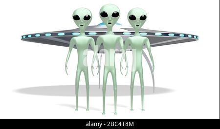 Alieni / extraterrestri e astronave - 3D rendering Foto Stock