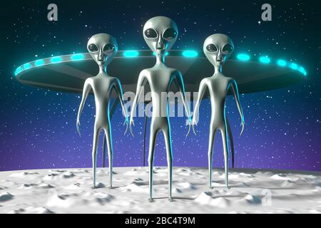 Alieni / extraterrestri, astronave - 3D rendering Foto Stock