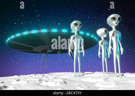 Alieni / extraterrestri, astronave - 3D rendering Foto Stock