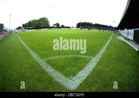 Una vista del Cherry Red Records Stadium, sede di AFC Wimbledon Foto Stock