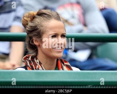 Kim Sears guarda Andy Murray in Gran Bretagna su Court 1 Foto Stock