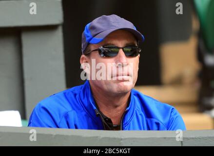 Ivan Lendl guarda Andy Murray in azione in Gran Bretagna Foto Stock