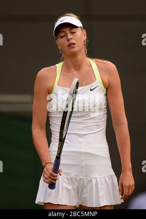 La Russia Maria Sharapova reagisce durante il suo incontro contro la Bulgaria Tsvetana Pironkova Foto Stock