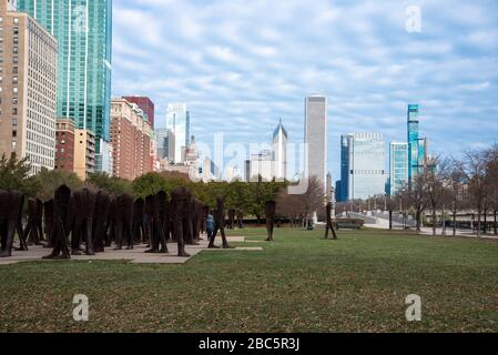 Vista del centro di Chicago, la terza città più popolata degli Stati Uniti. Foto Stock