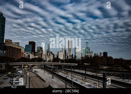 Vista del centro di Chicago, la terza città più popolata degli Stati Uniti. Foto Stock