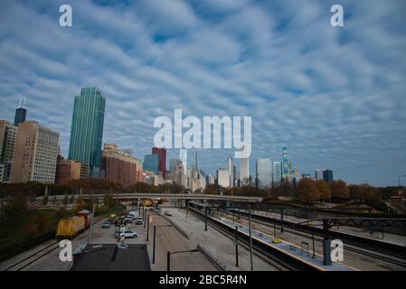 Vista del centro di Chicago, la terza città più popolata degli Stati Uniti. Foto Stock