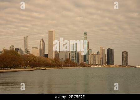 Vista del centro di Chicago, la terza città più popolata degli Stati Uniti. Foto Stock