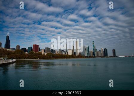 Vista del centro di Chicago, la terza città più popolata degli Stati Uniti. Foto Stock