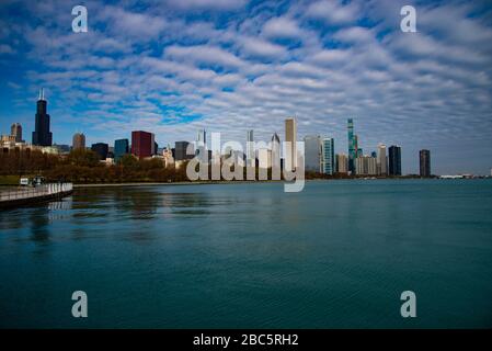 Vista del centro di Chicago, la terza città più popolata degli Stati Uniti. Foto Stock