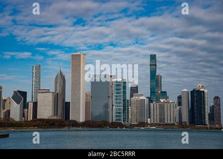 Vista del centro di Chicago, la terza città più popolata degli Stati Uniti. Foto Stock