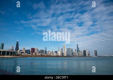 Vista del centro di Chicago, la terza città più popolata degli Stati Uniti. Foto Stock