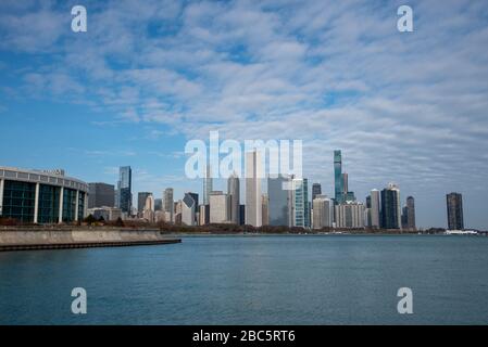 Vista del centro di Chicago, la terza città più popolata degli Stati Uniti. Foto Stock