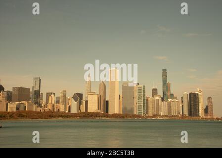 Vista del centro di Chicago, la terza città più popolata degli Stati Uniti. Foto Stock