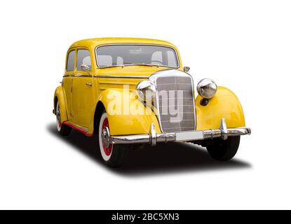 Giallo antico tedesco vista laterale auto isolato su bianco Foto Stock