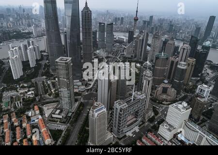 Shanghai, Cina - 03 giu 2018: Vista aerea del paesaggio urbano di Shanghai, Pudong Foto Stock