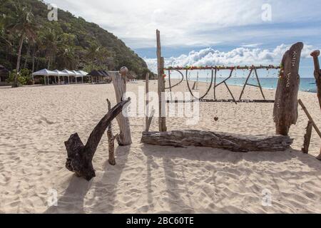 Boracay Island bella spiaggia puka shell spiaggia, Filippine. Foto Stock