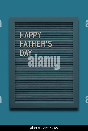 Bacheca blu giorno felice dei padri su sfondo blu Foto Stock