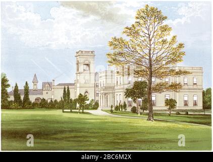 Illustrazione colorata di Stowlangtoft Hall vicino a Bury St Edmunds, Suffolk scannerizzato ad alta risoluzione da un libro stampato nel 1870. Creduto copyright libero. Foto Stock