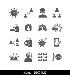 icone set coronavirus covid-19 design. Illustrazione Vettoriale