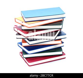 Impilare diari o libri rilegati in pelle, blocco note Foto Stock