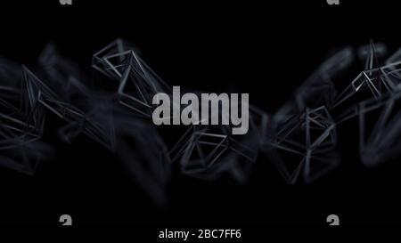 Abstract il rendering 3d del plesso caotica superficie. Sfondo contemporaneo con futuristica forma poligonale. Basso distorto poli oggetto con linee nitide. Foto Stock