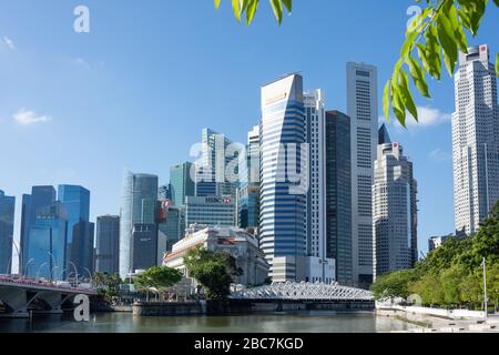 Grattacieli del centro citta' dall'Esplanade, il quartiere Centrale degli Affari (CBD), il centro citta', l'area Centrale, Singapore Foto Stock