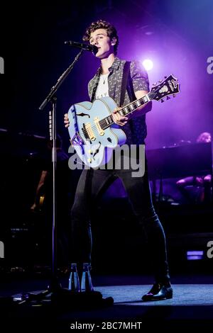 Skanderborg, Danimarca. 09th, agosto 2018. La cantante e cantautrice canadese Shawn Mendes si esibisce in un concerto dal vivo durante il festival musicale danese SmukFest 2018. (Photo credit: Gonzales Photo - Lasse Lagoni). Foto Stock