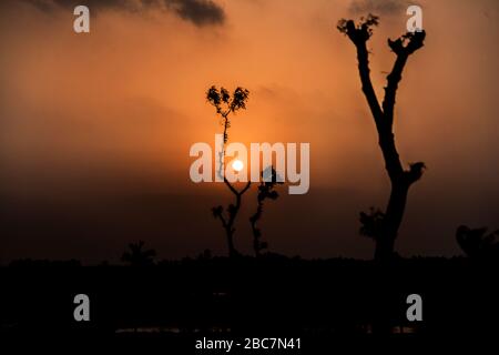 Tramonto sulla Batiaghata, Khulna, Bangladesh. Foto Stock