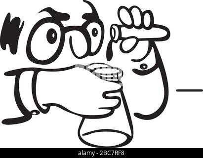 lo scienziato conduce un esperimento chimico Illustrazione Vettoriale