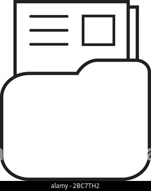 icona cartella con timbro e riga del documento di testo isolata in bianco Illustrazione Vettoriale