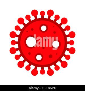 Wuhan Corona Virus, Covid-19, nCOV, MERS-cov romanzo Coronavirus Cell Stamp. Vettore Rosso Covid 19. Simbolo o cartello di avvertenza epidemia, etichetta della zona di rischio. Illustrazione Vettoriale