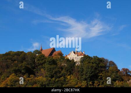 Chiesa sulla collina nella cittadella medievale di Sighisoara, Romania, Europa Foto Stock