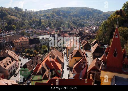 Sighisoara, una delle sette città fortificate sassone della Transilvania, UNESCO, Romania Foto Stock