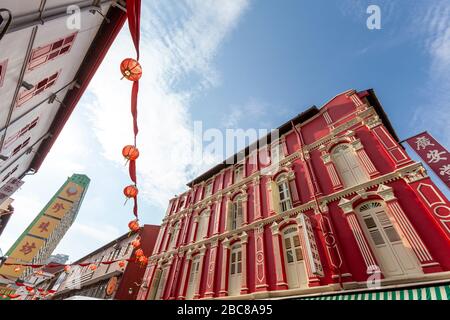 Temple st e il People's Park Complex, Chinatown, Singapore Foto Stock