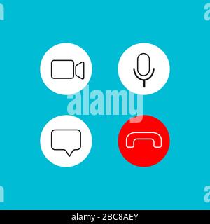 Icone di videochiamata impostate. Icone Web e mobili Illustrazione Vettoriale