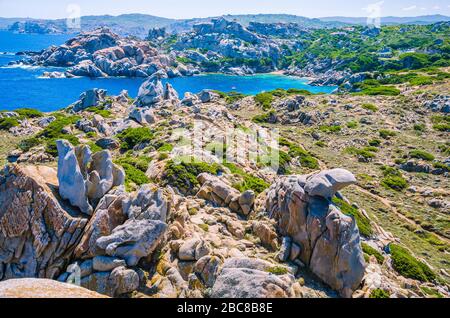 Granito bizzarre formazioni rocciose di Capo Testa, Sardegna, Italia. Foto Stock