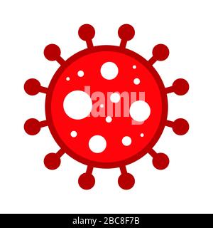 Wuhan Corona Virus, Covid-19, nCOV, MERS-cov romanzo Coronavirus Cell Stamp. Vettore Rosso Covid 19. Simbolo o cartello di avvertenza epidemia, etichetta della zona di rischio. Illustrazione Vettoriale