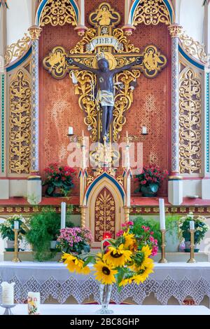 Latzfons, Klausen, provincia di Bolzano, Alto Adige, Italia, Europa. Il 'Dio Nero' nella chiesa di pellegrinaggio Latzfonser Kreuz Foto Stock