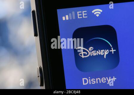 App Disney Plus su un iPhone. Foto Stock