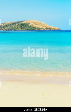 Spiaggia tropicale, isola di Nacula, gruppo isola di Yasawa, Figi, isole del Pacifico meridionale, Pacifico, Foto Stock