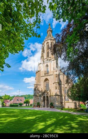 Chiesa del Castello sulla Schlossplatz di Meisenheim am Glan, ben conservata architettura medievale nelle alture del Palatinato nord, una perla nella Glanta Foto Stock