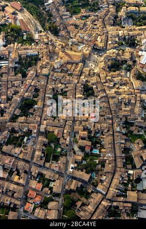 Vista aerea, vista sulla città e centro Sóller, Sóller, Europa, Isole Baleari, Spagna Foto Stock