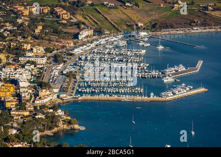 Veduta aerea, Port d'Andratx, porto di Andratx, Andratx, Mallorca, Spagna, Europa, Isole Baleari Foto Stock