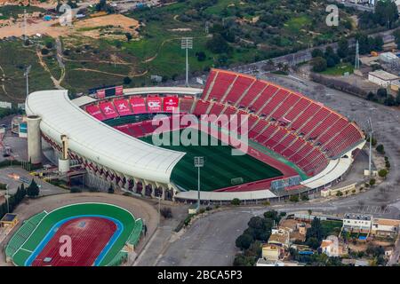 Veduta aerea, Estadi de Son Moix, stadio di calcio, centro sportivo, Palma, Mallorca, Spagna, Europa, Isole Baleari Foto Stock