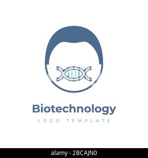 Logo vettoriale biotecnologico con il volto umano Illustrazione Vettoriale
