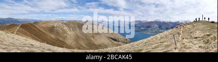 Panoramica dalla cima del picco di Istmo in Nuova Zelanda Foto Stock